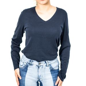 Top Básico Manga Larga Azul