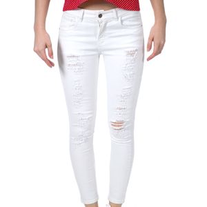 Destroyed Skinny Jean Blanco