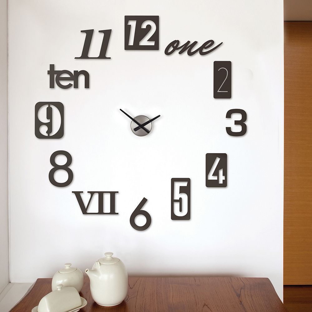 Negro 38 cm Unity Bolton-Reloj de Pared Moderno con Efecto mármol 