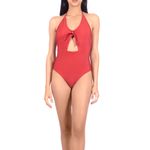 cosplay-ribbed-tie-front-coral-one-piece-swimsuit-500518-1-1