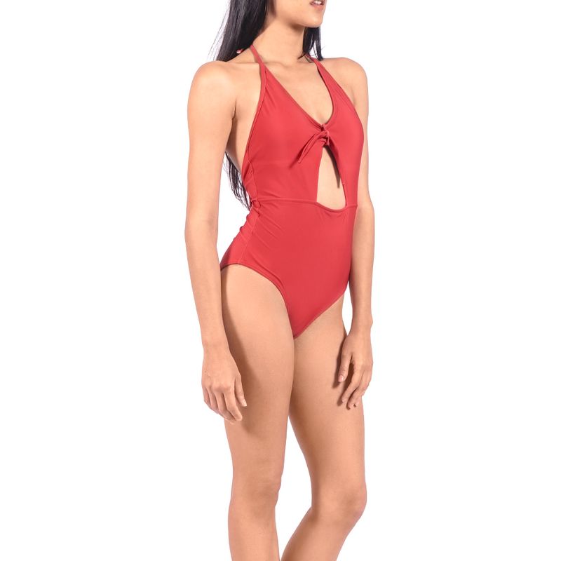 cosplay-ribbed-tie-front-coral-one-piece-swimsuit-500518-1-2