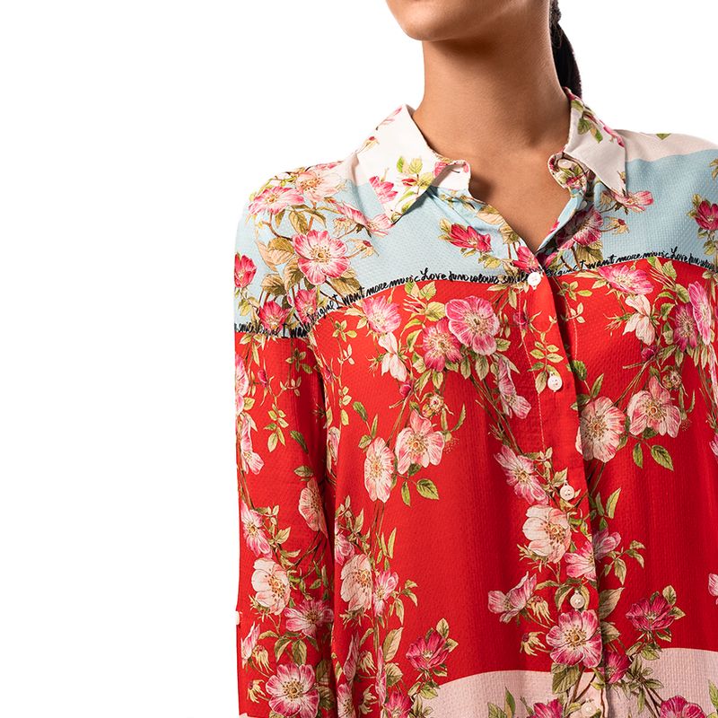 DESIGUAL Asymmetric Longline Shirt GLEN Floral 19WWCW24