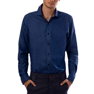 Camisa Slim Button Collar Azul