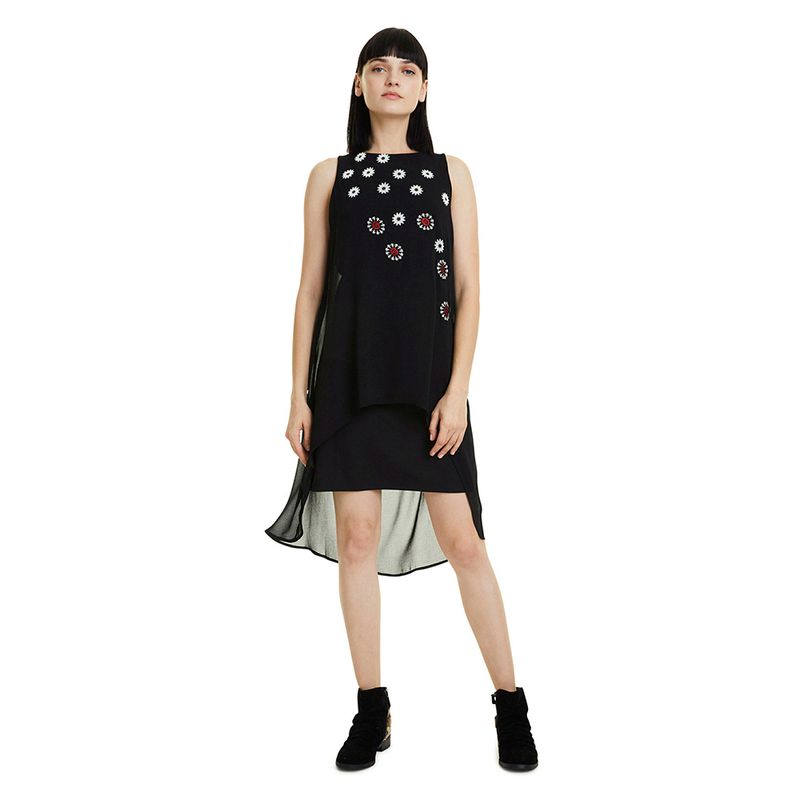 Desigual Vestido de mujer sin mangas, negro, 36, Negro 