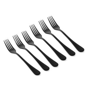 Set de 6 Tenedores de Mesa Acero Negro Satinado
