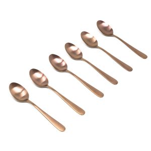 Set de 6 Cucharas de Mesa Acero Bronce Satinado