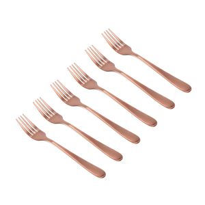 Set de 6 Tenedores de Mesa Acero Bronce Satinado
