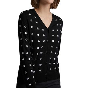 Cárdigan Punto Negro Con Jacquard