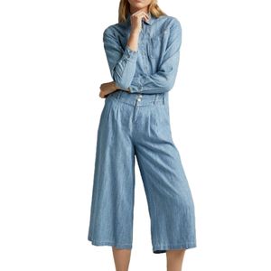Pantalón Cropped Fluido Azul