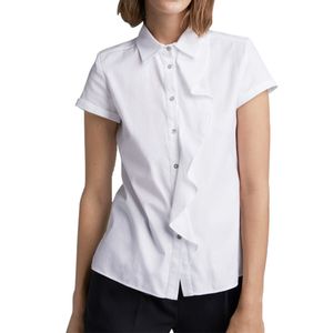 Camisa Manga Corta Blanca Con Volante