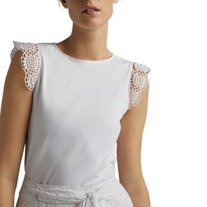 Camiseta Blanca Manga Volante Puntilla