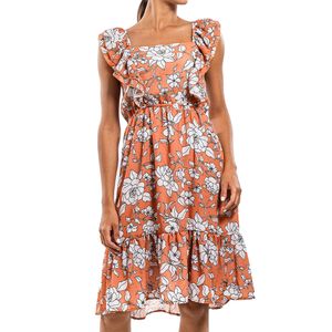 Teens Vestido Naranja Floreado