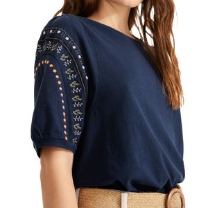 Camiseta Manga Bordada Navy