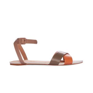 Sandalias con tiras cruzadas Miel Tabaco Nocciola Blanco