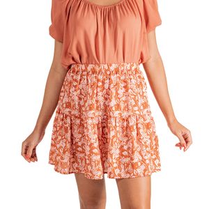 Falda Floral Naranja