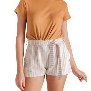 Short de Lino Rayas Beige