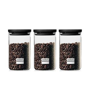 Set 3 Tarros de Cristal Yohki Negro 1.0L