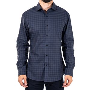 Slim Button Collar Cuadros Acero
