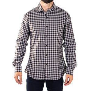 Slim Button Collar Cuadros Gris