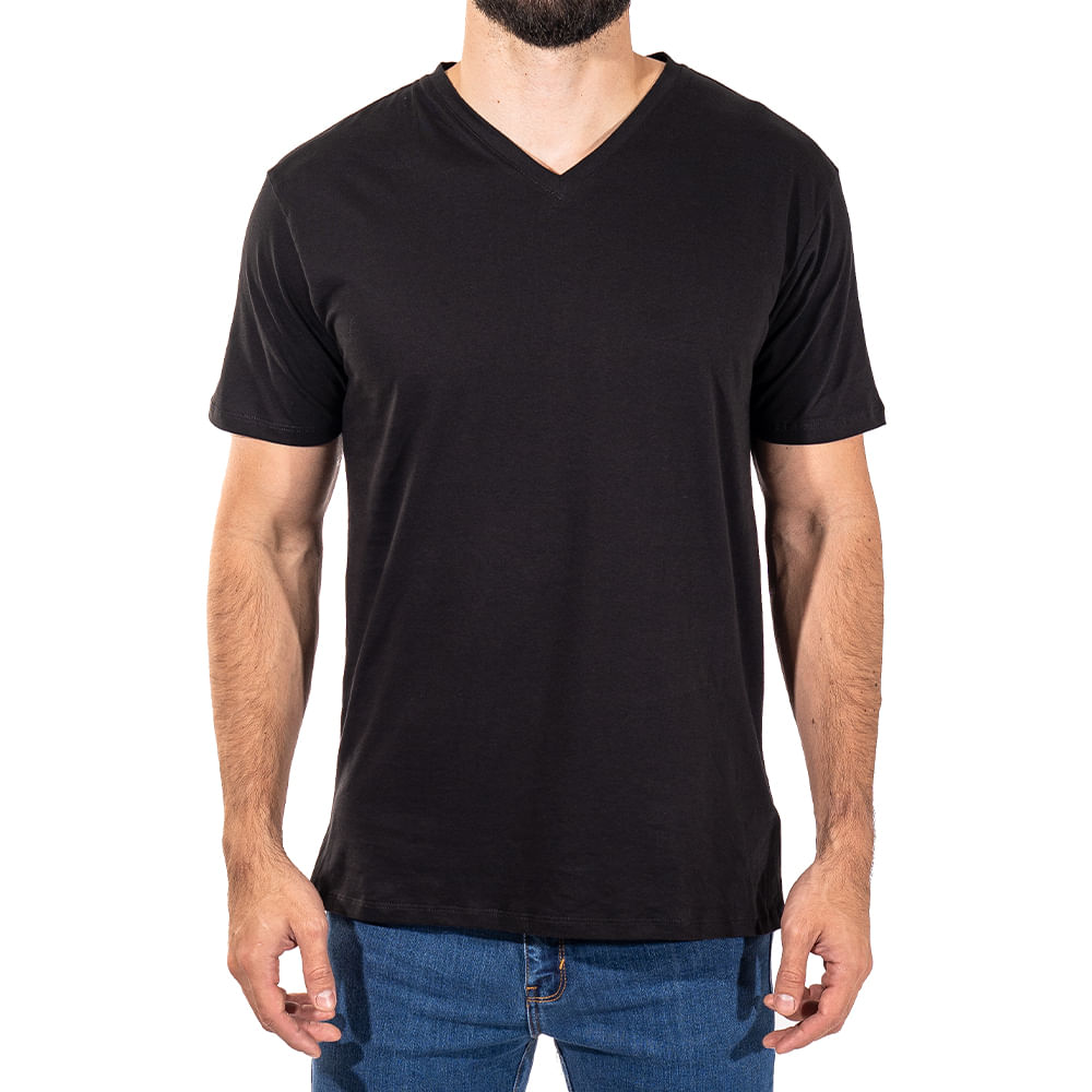 Basic T Shirt Cuello en V Negro Unity Stores