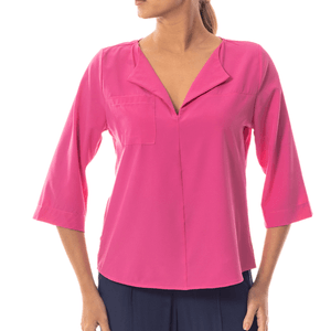 Blusa con Bolsillo Fucsia