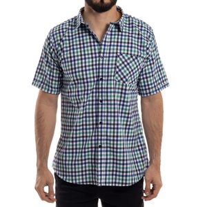 Camisa M/C Cuadros Verde Azul