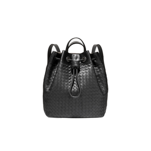 Woven Drawstring Backpack Black