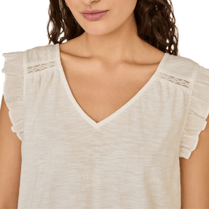 Camiseta Sin Mangas Con Volantes Crudo