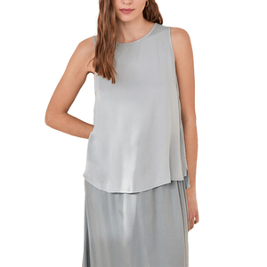 Top Satinado Azul Grisaceo