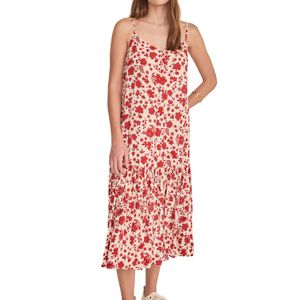 Vestido Fluido Estampado Flores Crudo