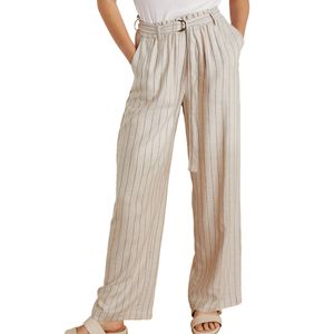 Pantalon Fluido Cintura Elástica Beige