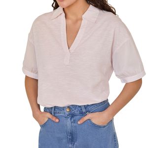 Camiseta Manga Corta Abullonada Rosa