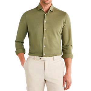 Shirt Garment Dyed Pique Oil Green