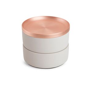 Joyero Cilídrico Beige/Cobre