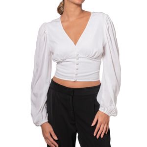 Top V Neck L/S Blanco