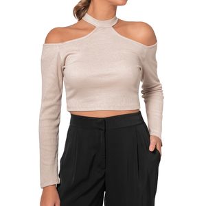 Cut Out Rib Top Nude