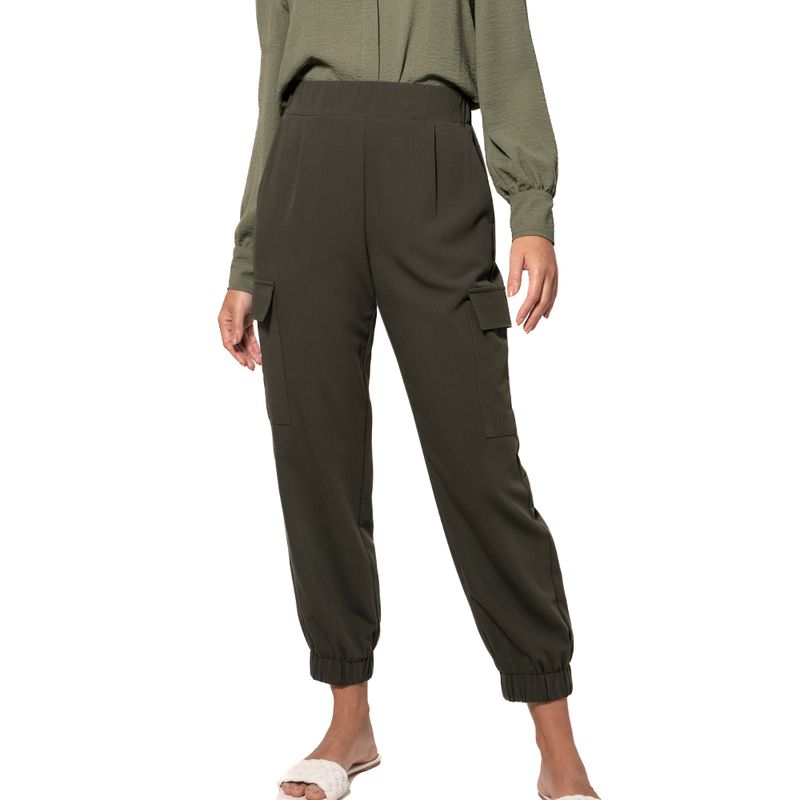 Comprar Otoño Invierno Casual verde oscuro Cargo pantalones mujer moda  Oficina-señora Pantalones rectos deportivos pantalones sólidos pantalón  mujer 24292