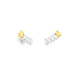 Pendientes Plata 1ªLey Baño Bicolor Oso