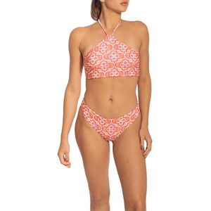 Top Bikini Halter Print Naranja