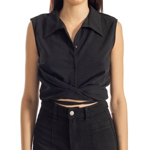 Camisero Crop Tiras Negro
