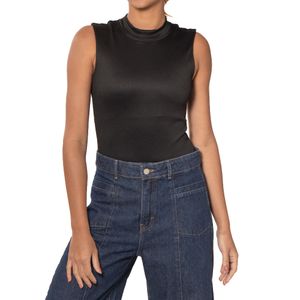 Body Rib Mock Neck Negro