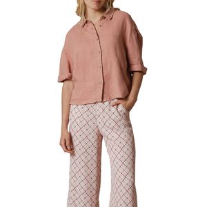 Camisa Oversize Lino Rosa
