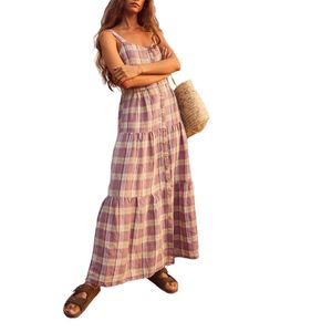 Vestido Midi Cuadros Lila