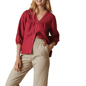 Camisa En Canamo Frambuesa