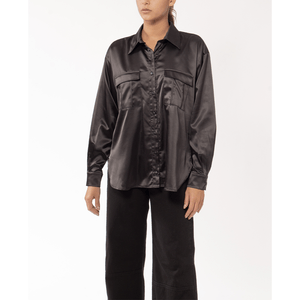 Camisero Seda Oversized Negro