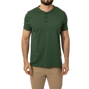 T-Shirt Algodón Pima Henley Dark Green