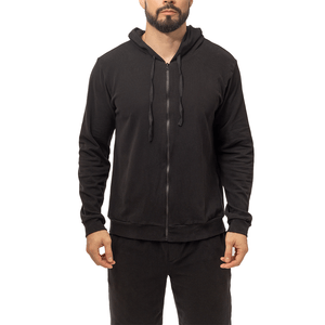 Hoodie Cierre Algodón Negro
