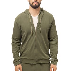 Hoodie Cierre Algodón Verde Olivo