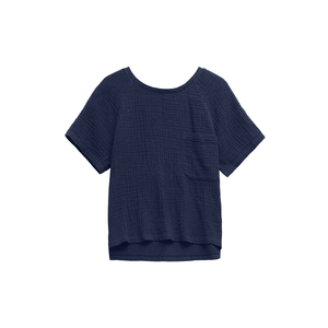 Camiseta Bimateria Con Redondo Navy