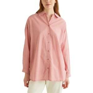 Camisa Oversize Algodon Pink Stripe
